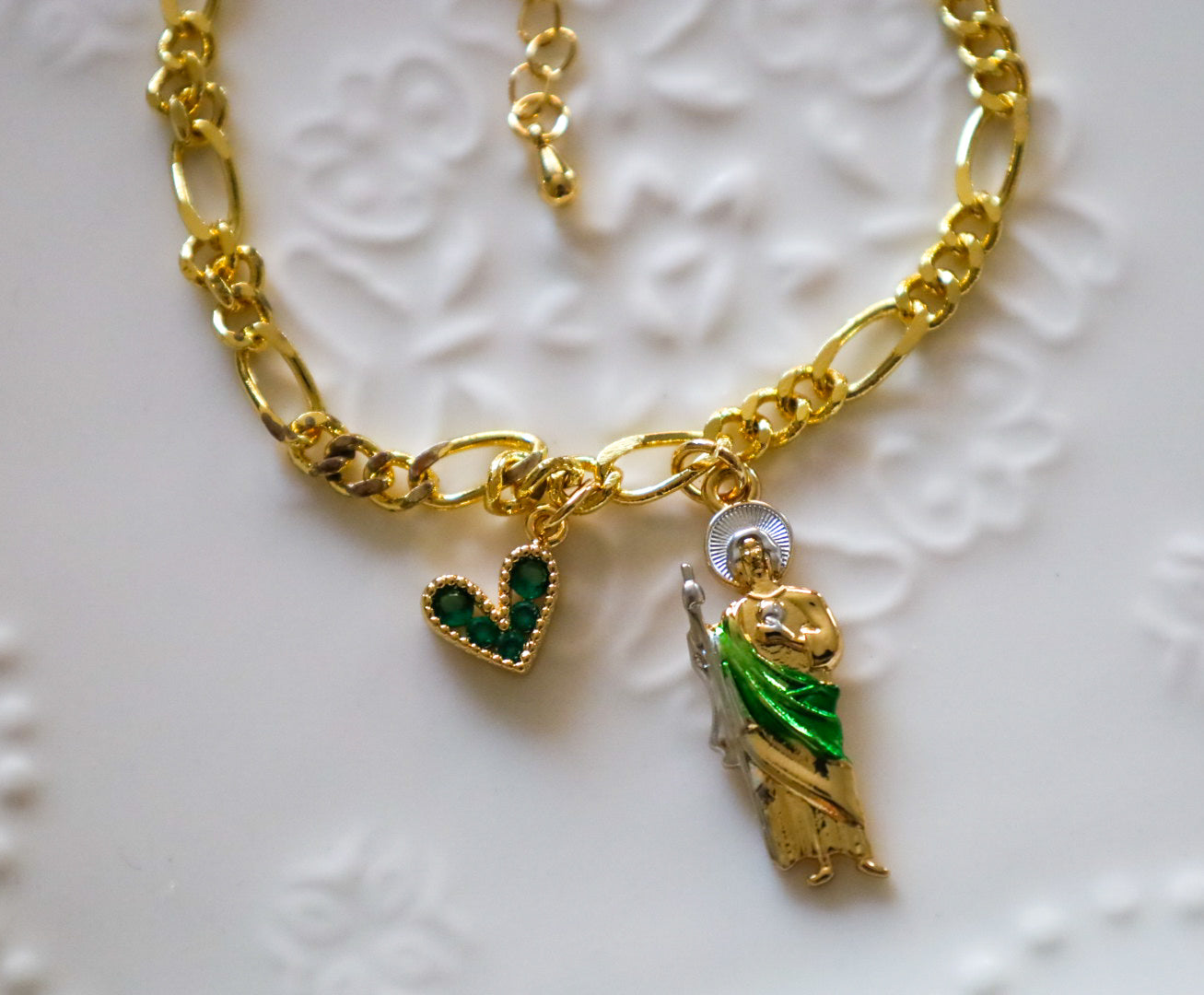 San Judas X heart bracelet