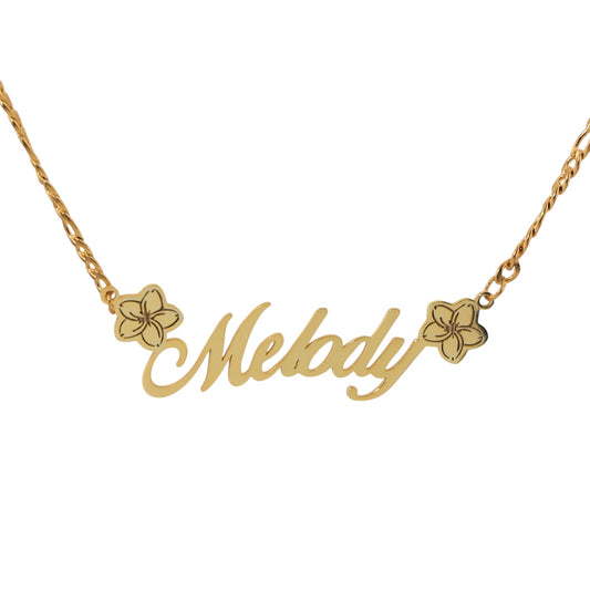 Plumeria custom name necklace