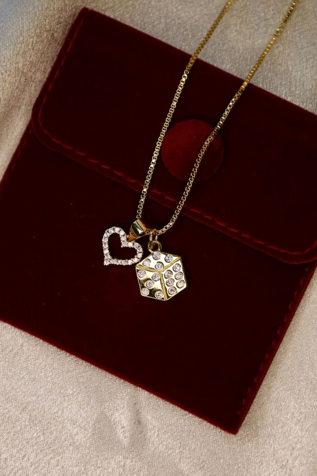 Icy dice x heart necklace