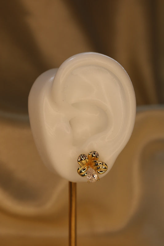 Golden Hibiscus Petal Earrings