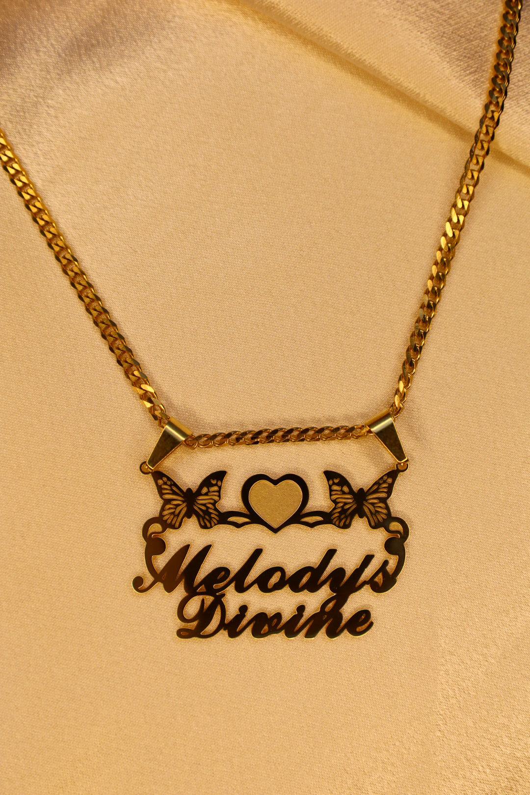 Butterfly Heart Custom Name Necklace