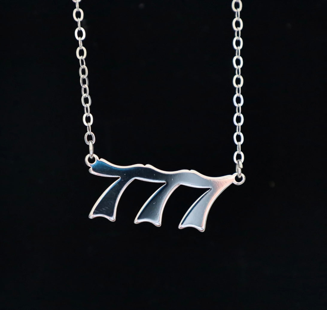 Silver angel number necklace