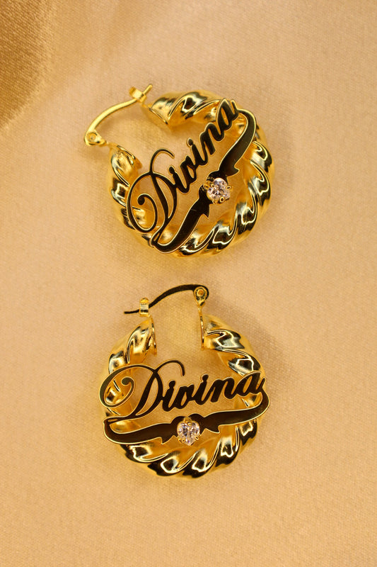 Custom Twist Name Hoops