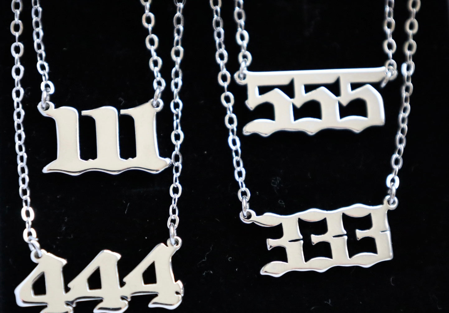 Silver angel number necklace