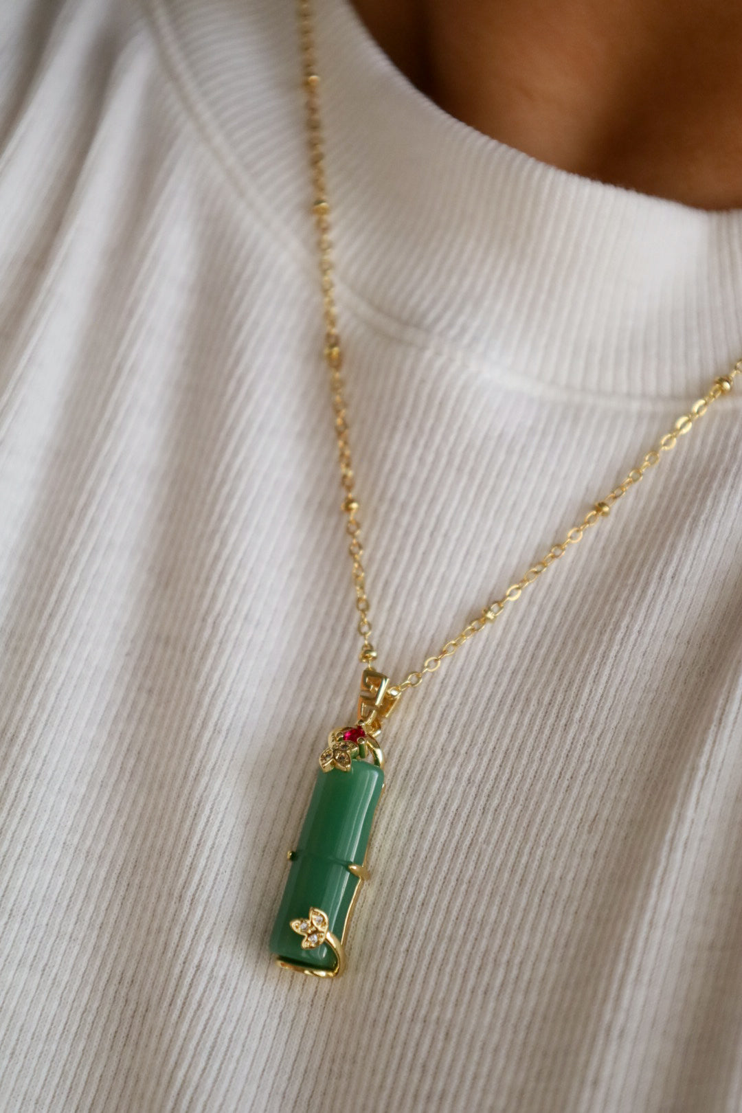 Green bamboo necklace