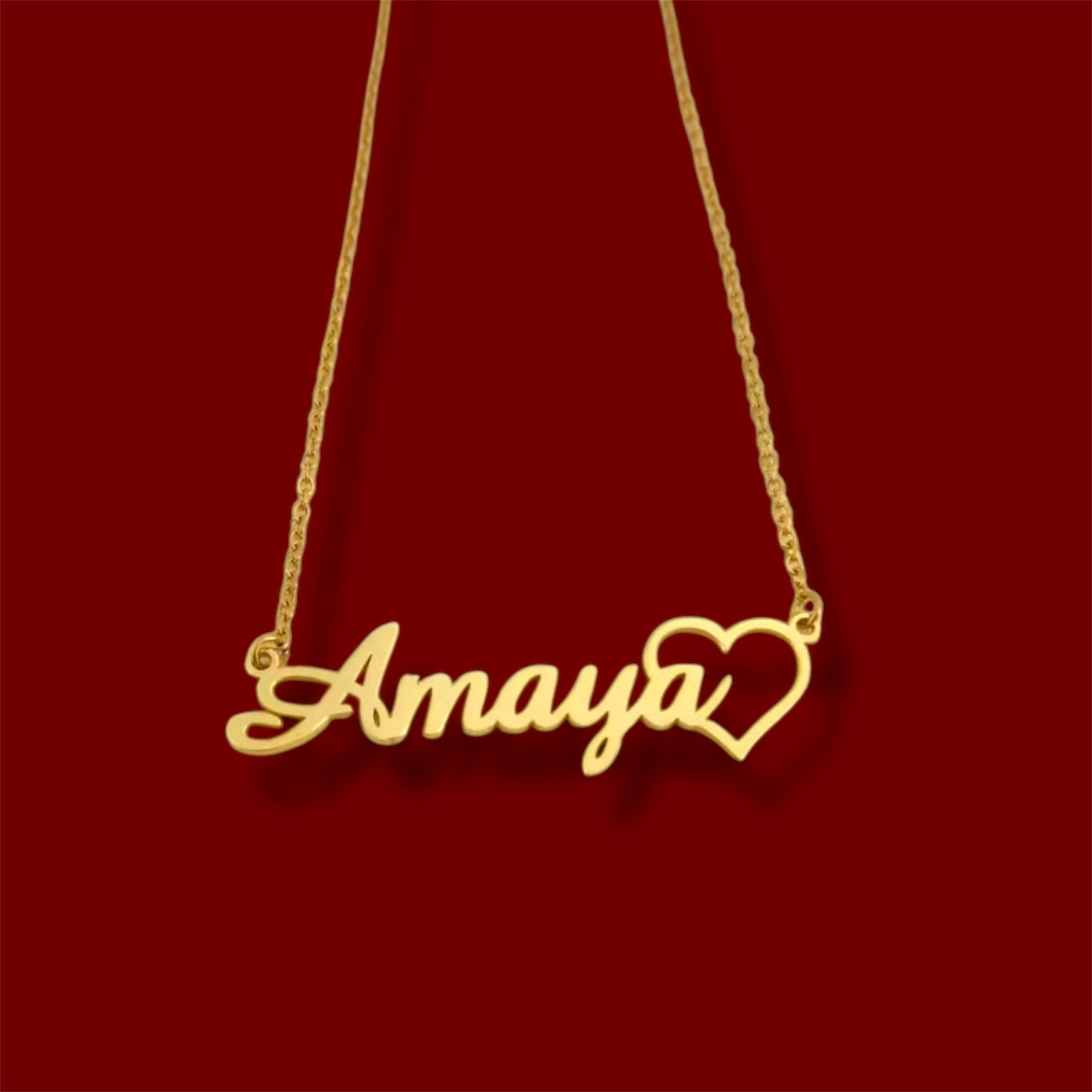 Heart Outline Custom Name Necklace