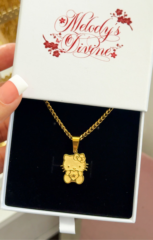 Hello Kitty Heart initial necklace