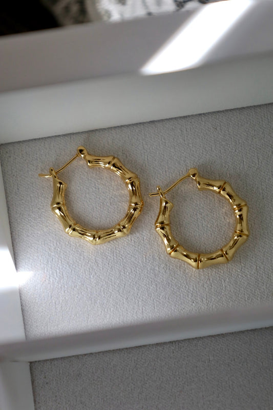 Mini bamboo hoop earrings