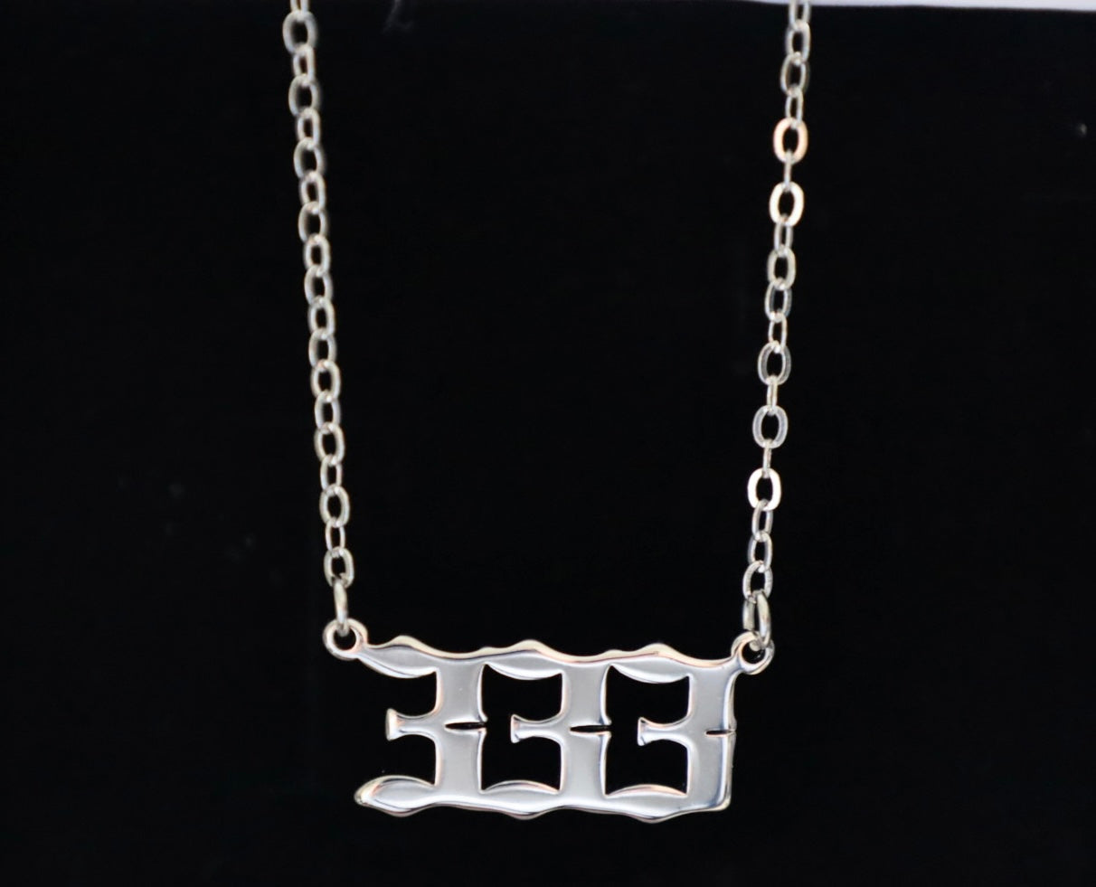 Silver angel number necklace