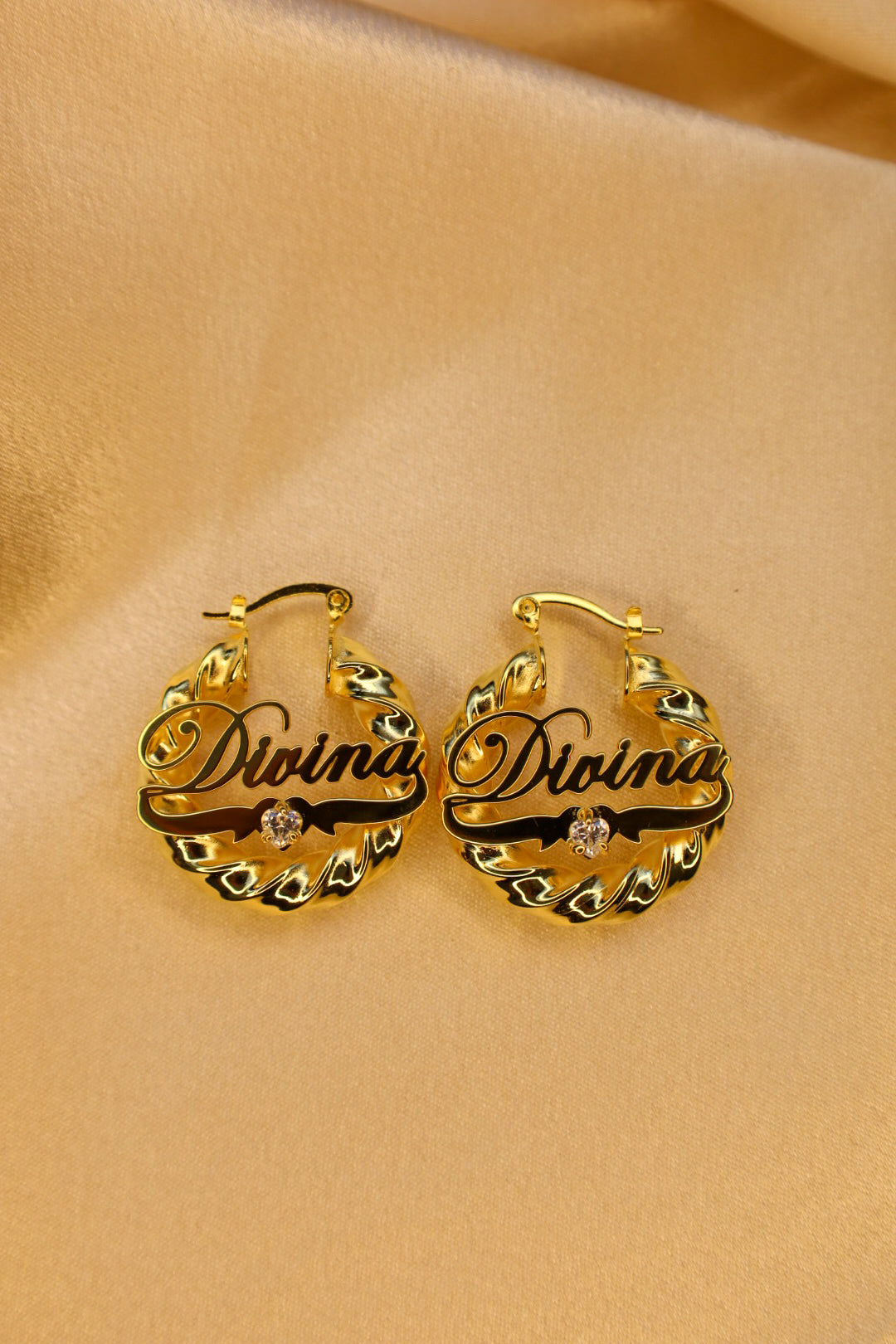 Custom Twist Name Hoops