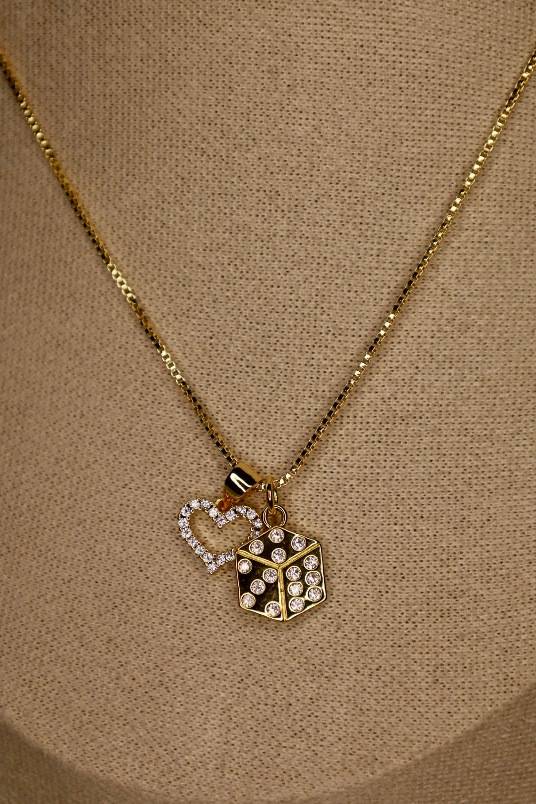 Icy dice x heart necklace