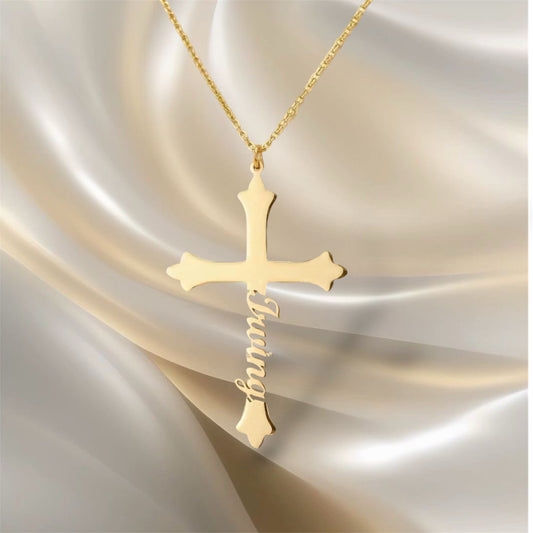 Custom Cross Name Necklace