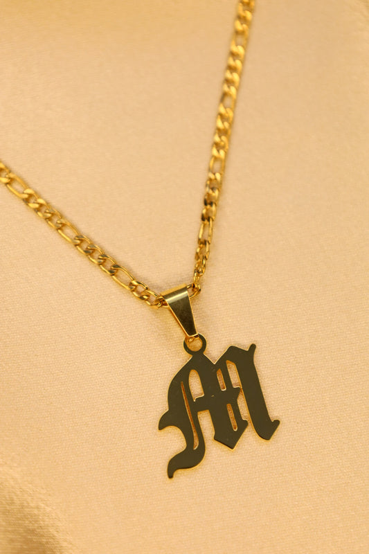 Old English Initial Necklace - 18k gold plated