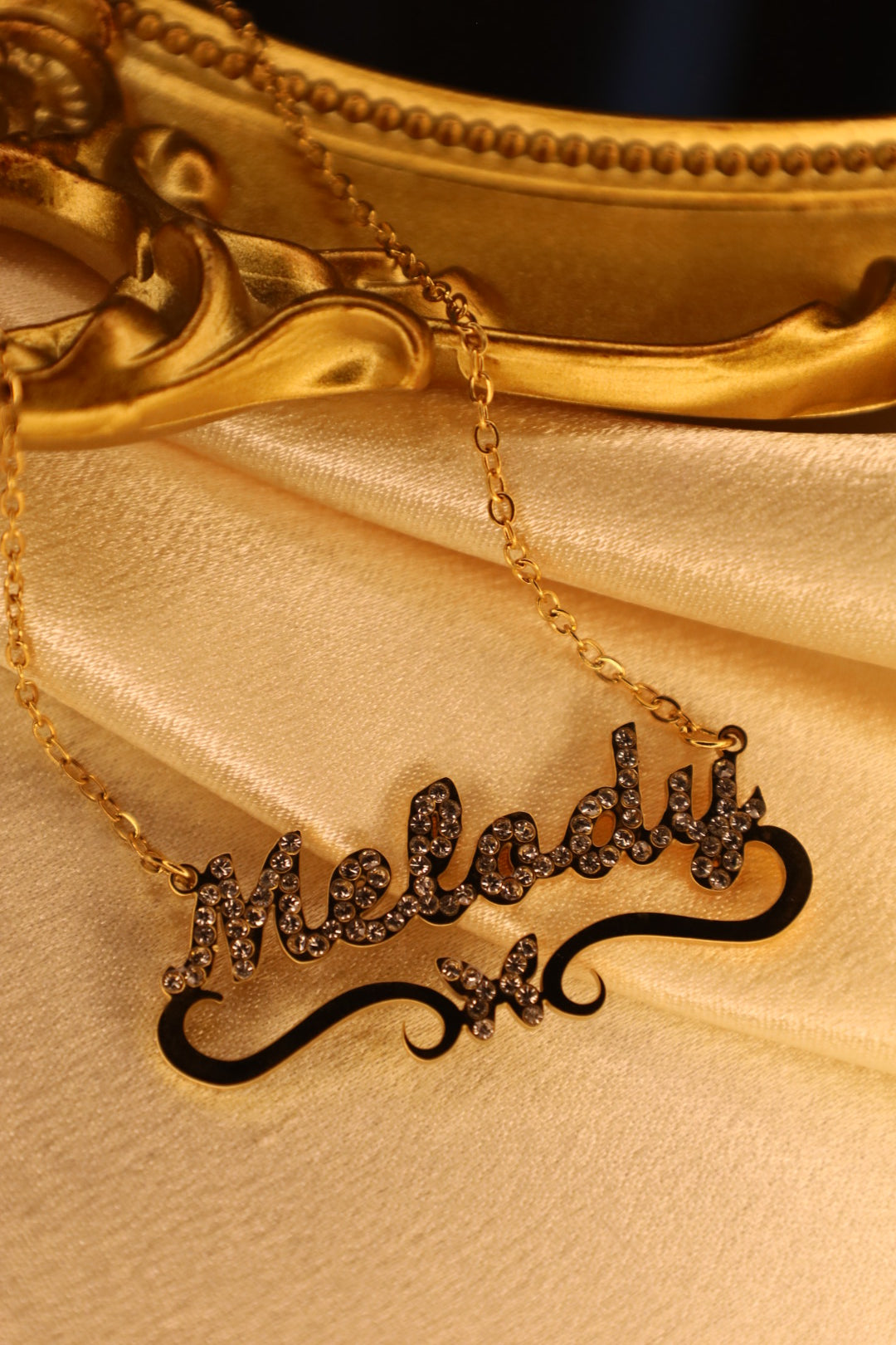 Bling butterfly custom name necklace