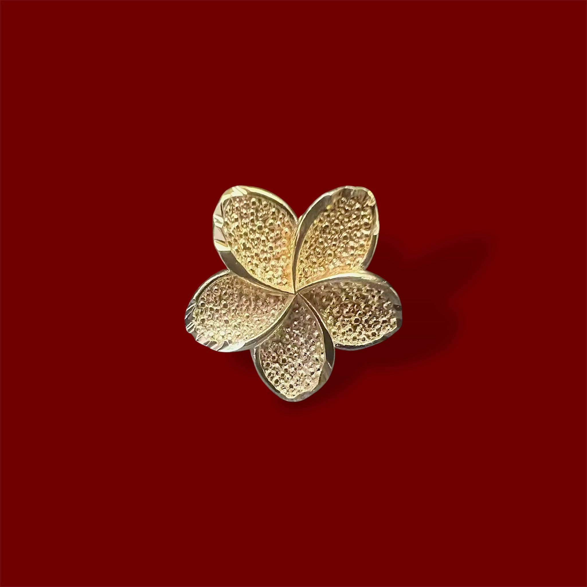 14k Gold Plated Chunky Plumeria Ring