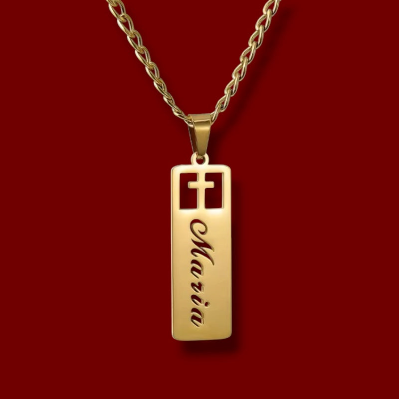 Custom Cross Name Necklace